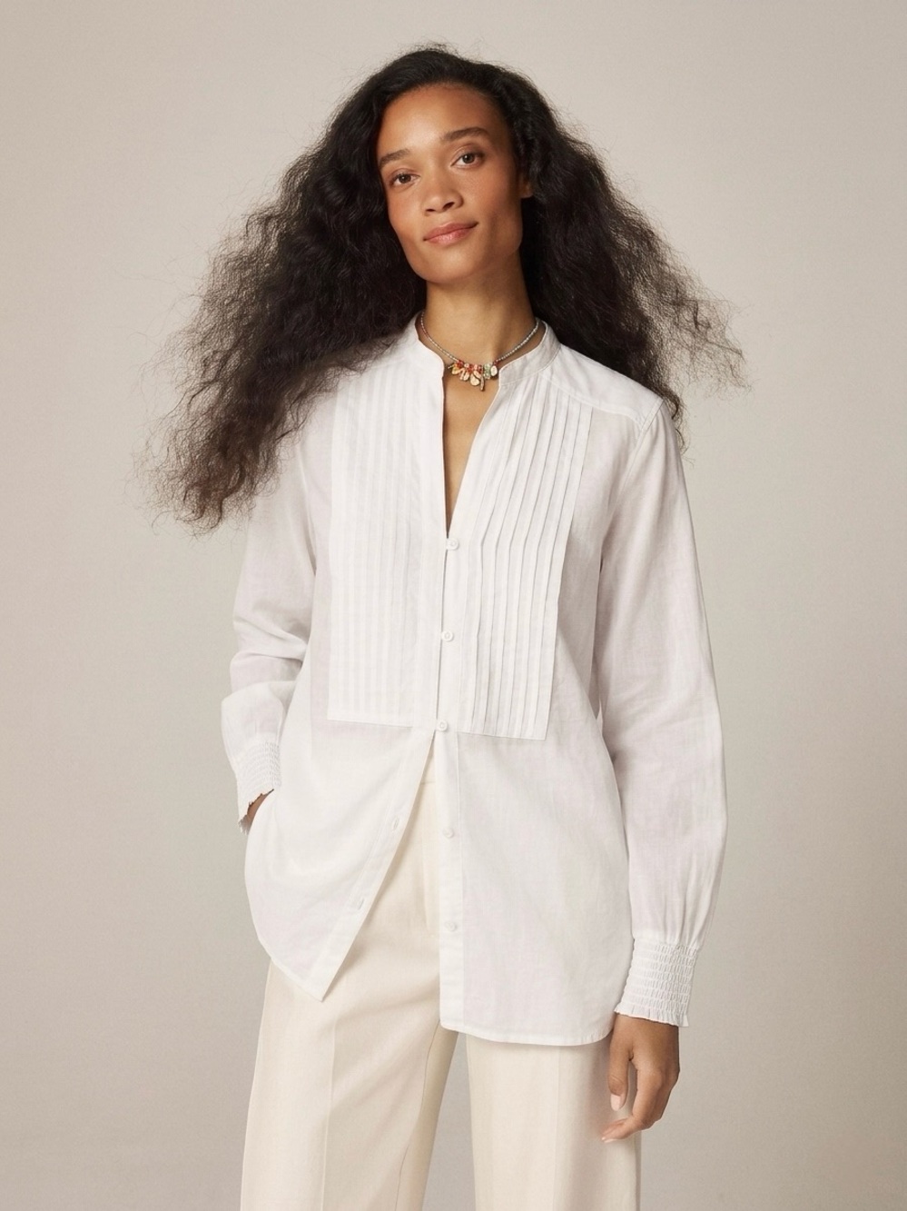 J. Crew Women’s Pintuck top cotton voile White 8 Clean Girl Academia Preppy Work
